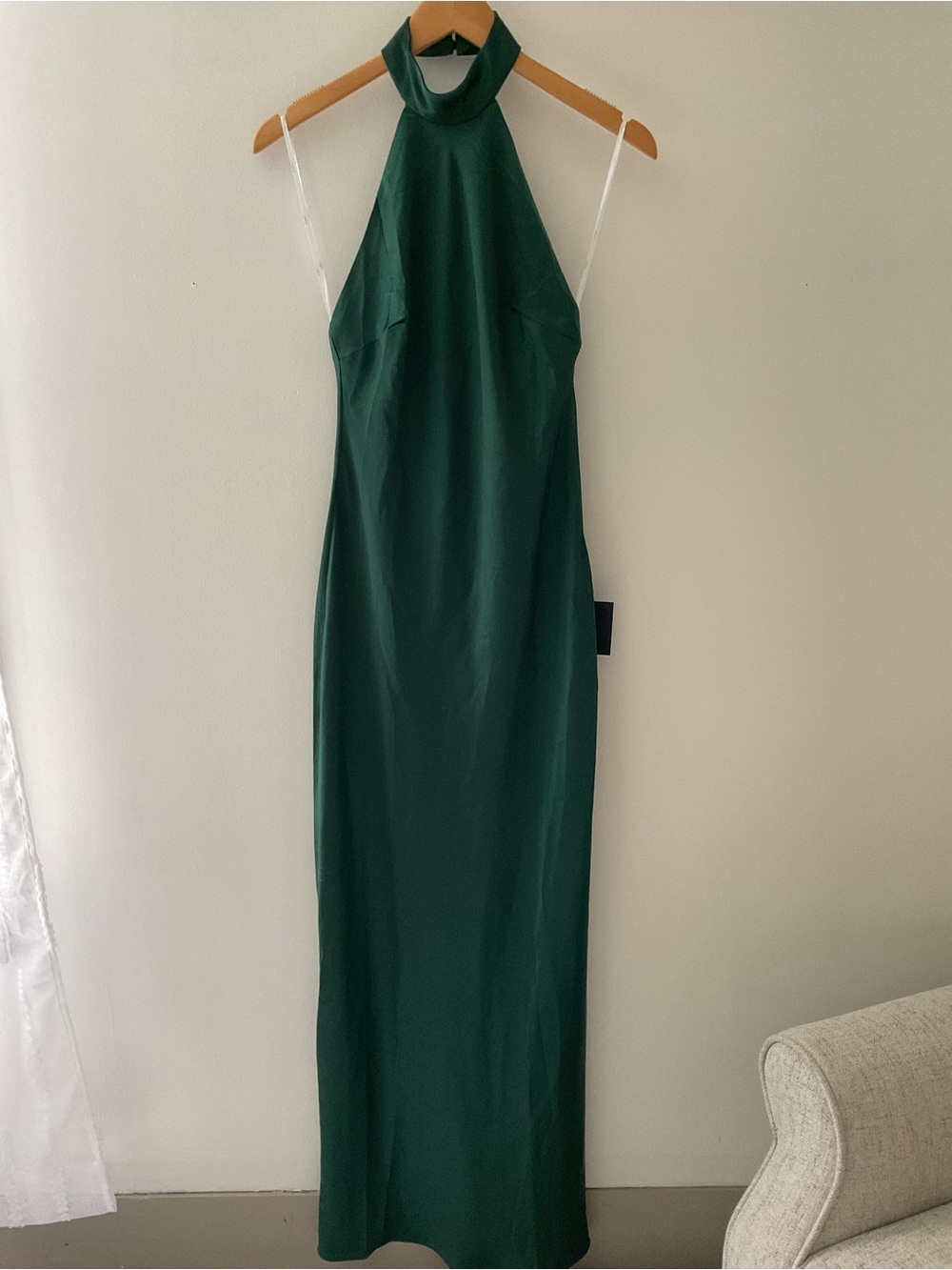 Lulus Love in Your Life Emerald Green Satin Halter Sleeveless Maxi Dress Small - Picture 5 of 12